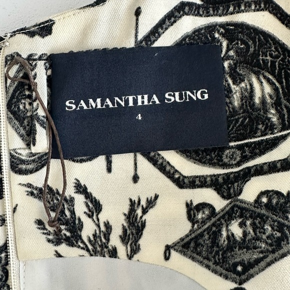 SAMANTHA SUNG  Black and Ivory Ancient Roman Print A Line Dress, Sz: 4 (b43) - Picture 5 of 13